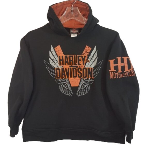 Vintage Harley-Davidson Hoodie Youth Large Y/L 12/14 Embroidered Unisex Boy Girl - Picture 12 of 14